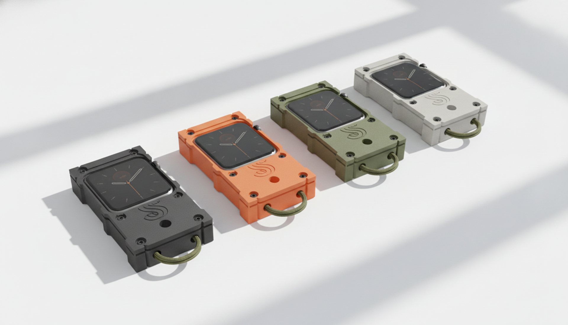 The STELLFORM MP-01 Ultra Case in Carbon Black, Signal Orange, Olive Drab and Ghost Grey
